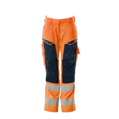 Hose mit Knietaschen ACCELERATE SAFE, hi-vis Orange/Schwarzblau, Größe 76C56