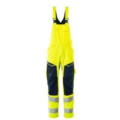 Latzhose mit Knietaschen ACCELERATE SAFE, hi-vis Gelb/Schwarzblau, Größe 76C56