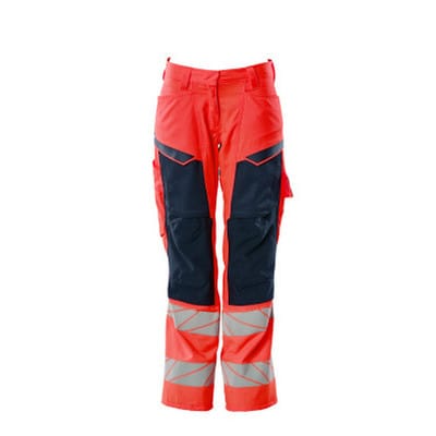 Hose mit Knietaschen ACCELERATE SAFE, hi-vis Rot/Schwarzblau, Größe 82C36