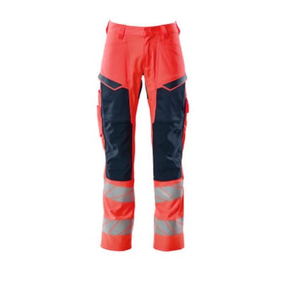 Hose mit Knietaschen ACCELERATE SAFE, hi-vis Rot/Schwarzblau, Größe 76C47