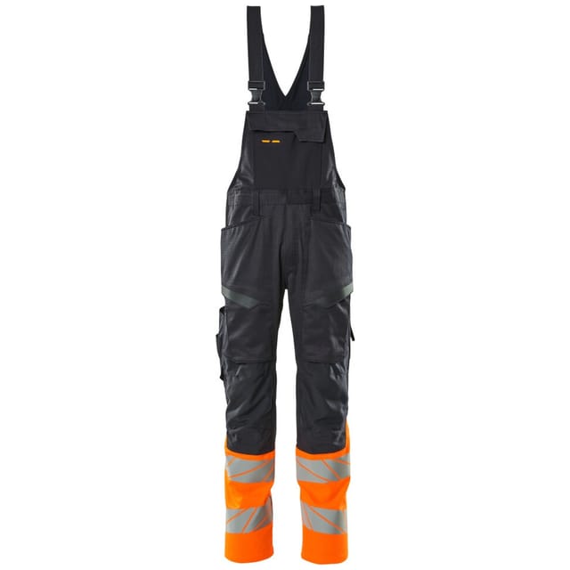 Latzhose mit Knietaschen ACCELERATE SAFE, Schwarzblau/hi-vis Orange, Größe 82C44