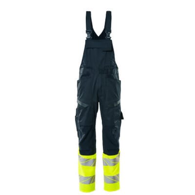 Latzhose mit Knietaschen ACCELERATE SAFE, Schwarzblau/hi-vis Gelb, Größe 90C50