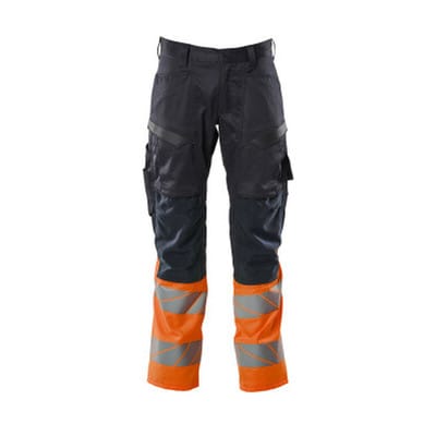Hose mit Knietaschen ACCELERATE SAFE, Schwarzblau/hi-vis Orange, Größe 82C48