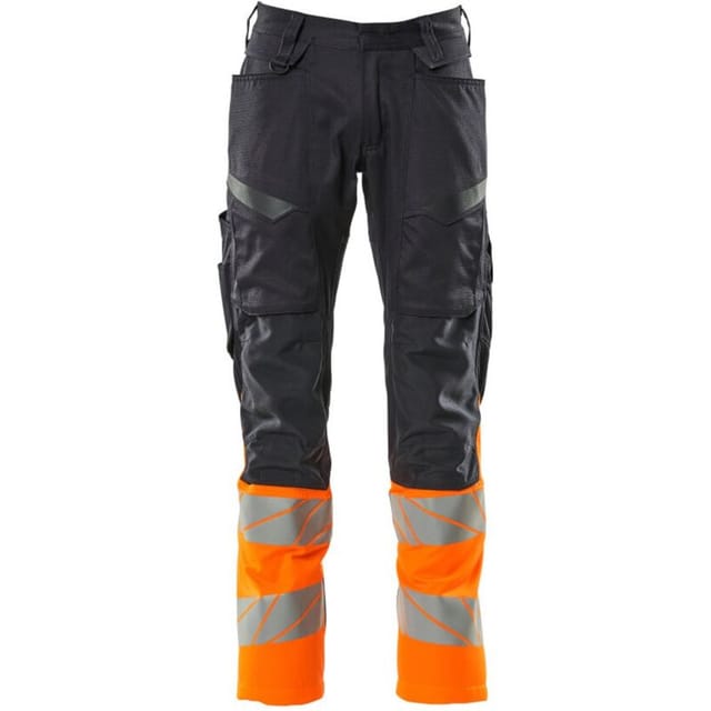 Hose mit Knietaschen ACCELERATE SAFE, Schwarzblau/hi-vis Orange, Größe 82C68