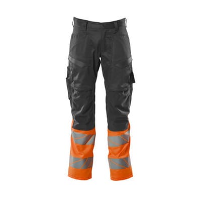 Hose mit Knietaschen ACCELERATE SAFE, Dunkelanthrazit/hi-vis Orange, Größe 90C51