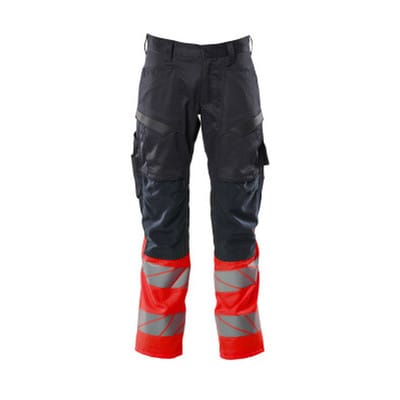 Hose mit Knietaschen ACCELERATE SAFE, Schwarzblau/hi-vis Rot, Größe 90C54