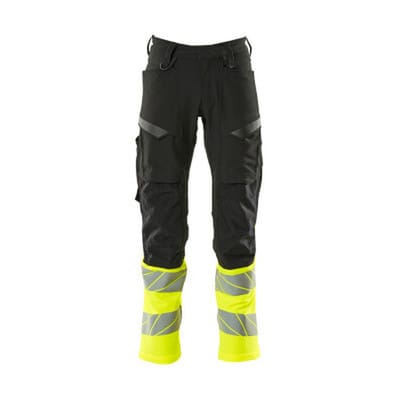 Hose mit Knietaschen ACCELERATE SAFE, Schwarz/hi-vis Gelb, Größe 82C62
