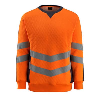 Wigton Sweatshirt SAFE SUPREME, hi-vis Orange/Schwarzblau, Größe XL