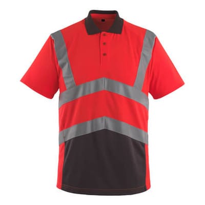 Anadia Polo-Shirt SAFE YOUNG, hi-vis Rot/Dunkelanthrazit, Größe S