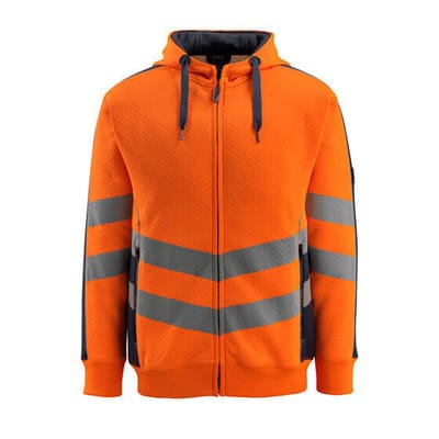 Corby Kapuzensweatshirt mit Reißverschluss - SAFE SUPREME - hi-vis Orange/Schwarzblau, Gr. L