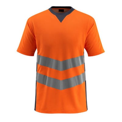 Sandwell T-Shirt SAFE SUPREME, hi-vis Orange/Schwarzblau, Größe 2XL