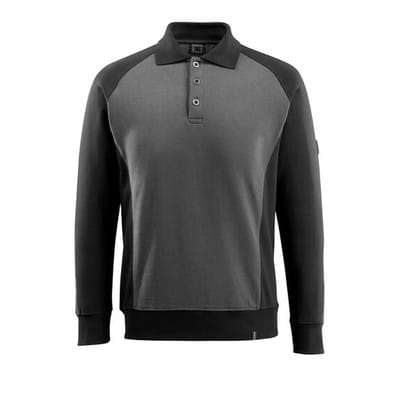 Polo-Sweatshirt UNIQUE, Dunkelanthrazit/Schwarz, Größe XS