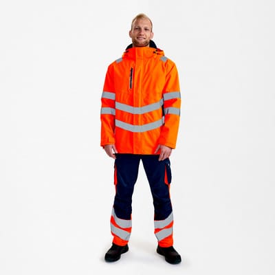 Safety Shellparka, orange/blue ink, Gr. M