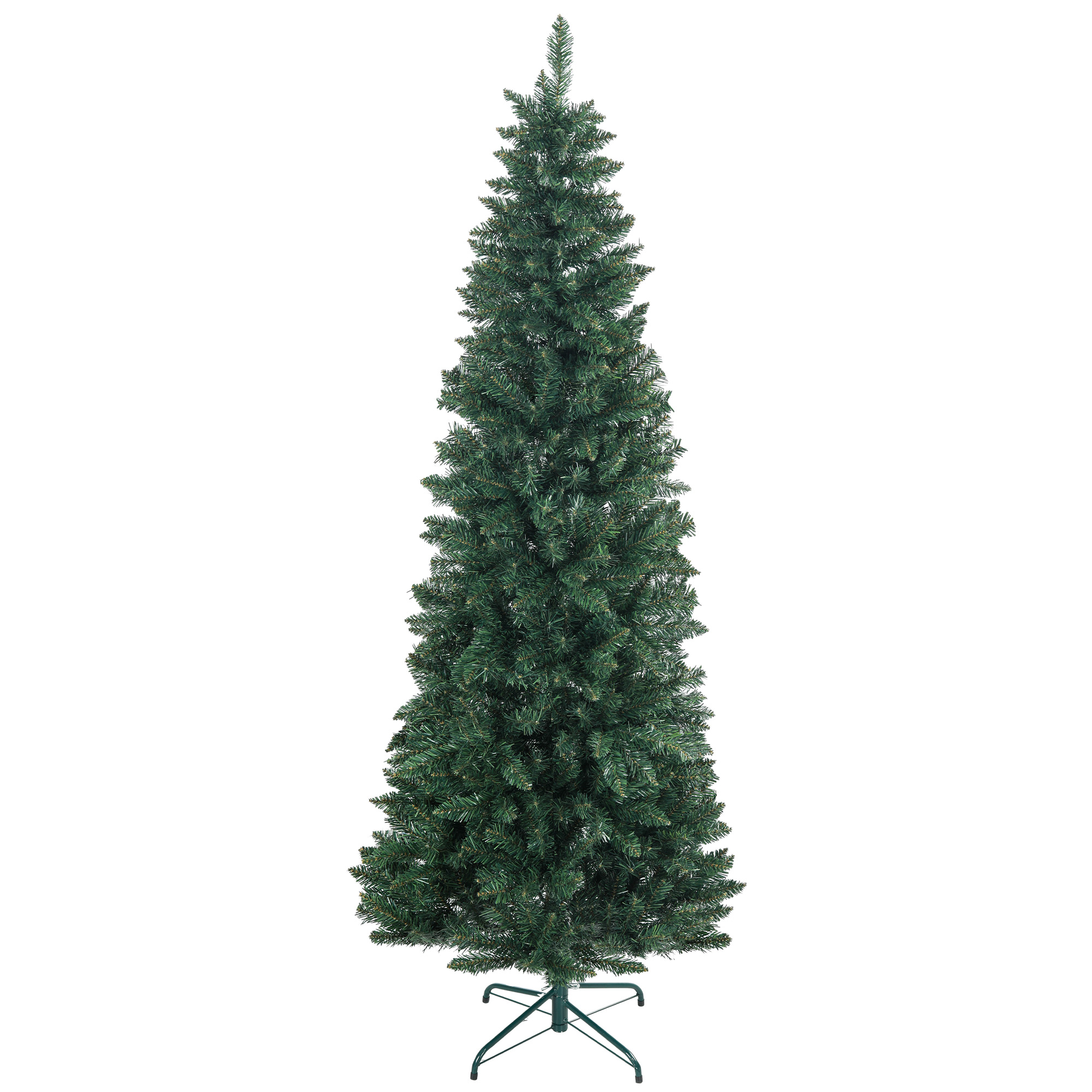 Künstlicher Weihnachtsbaum, 210 Cm Hoch, Mit 687 Zweigen, Schlankes, Hohes Design Mit Faltbarem Fuß, Grün
