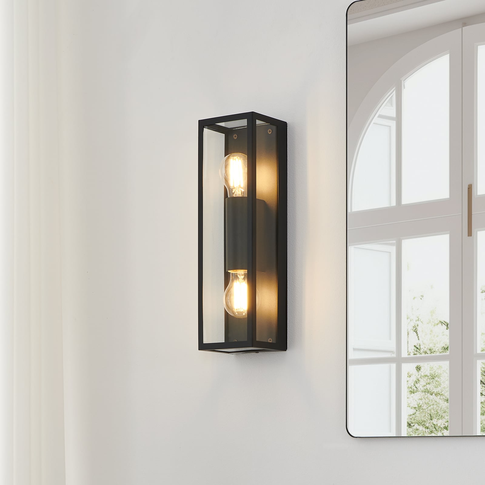[gebraucht] B-ware Eglo Bad-wandleuchte Amezola Designer Wandleuchte 2-flammig Dimmbar Schwarz Ip44