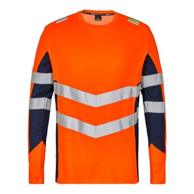 Safety Langarm-Shirt, orange/blue ink, Gr. L