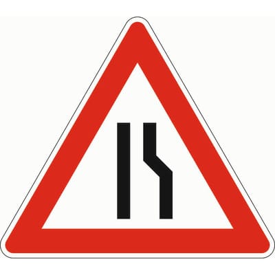 Verkehrszeichen 121-10 Gefahrenzeichen einseitig verengte Fahrbahn rechts RA2