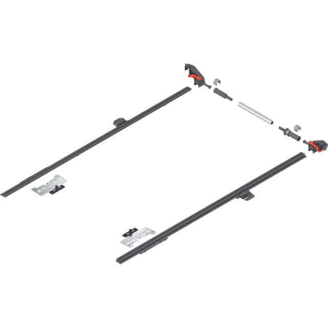 MERIVOBOX Seitenstabilisierung, NL=650 mm, KB=1400 mm, Vollauszug, R7037 staubgrau