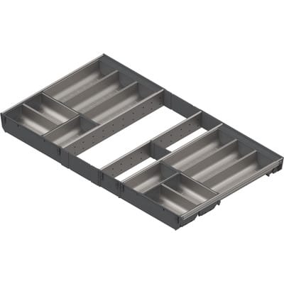 ORGA-LINE Schalen-Set (vollausfüllend), für TANDEMBOX Schubkasten, NL=500 mm, KB=900 mm, inox-gebü/staubgr
