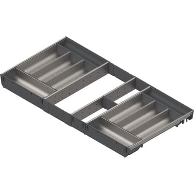 ORGA-LINE Schalen-Set (vollausfüllend), für TANDEMBOX Schubkasten, NL=450 mm, KB=900 mm, inox-gebü/staubgr