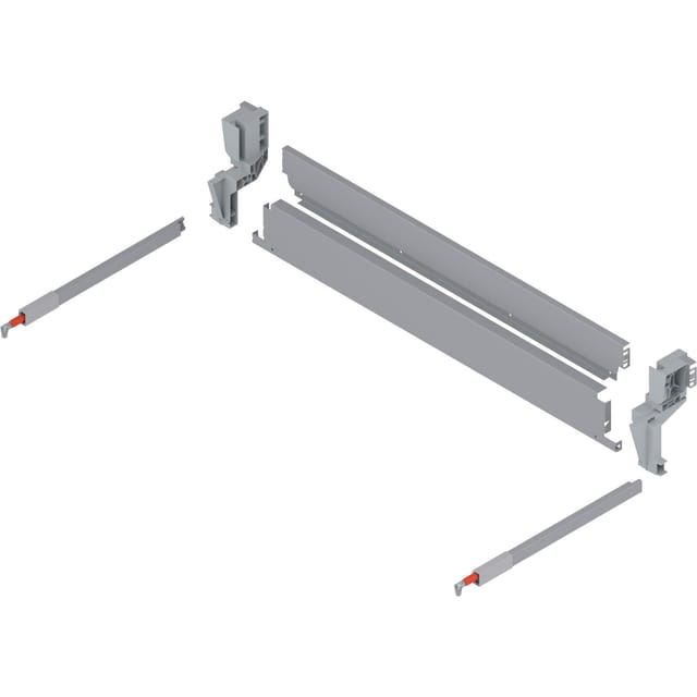 TANDEMBOX Stahlrückwand für Müllauszug hängend, Höhe M (96,5 mm), LW=860-864 mm, R9006 w-alu/weissgr.