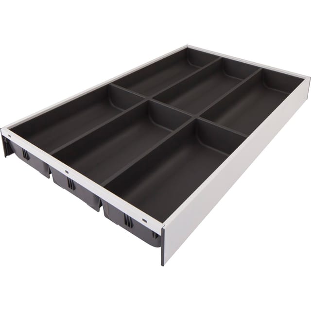 AMBIA-LINE Besteckeinsatz, für LEGRABOX/MERIVOBOX Schubkasten, Kunststoff / Stahl, 6 Besteckfächer, NL=500 mm, Breite=300 mm, seidenw./oriongr.