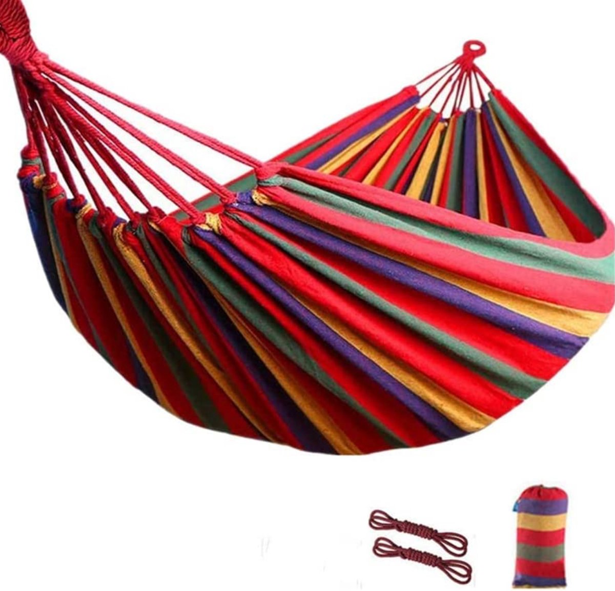 Hängematte Für 1 Person – Luxuriöse Baumwollhängematte – Einzelhängematte Für Drinnen Und Draußen – Inkl. Aufbewahrungstasche – 200 X 80 Cm – Farbe
