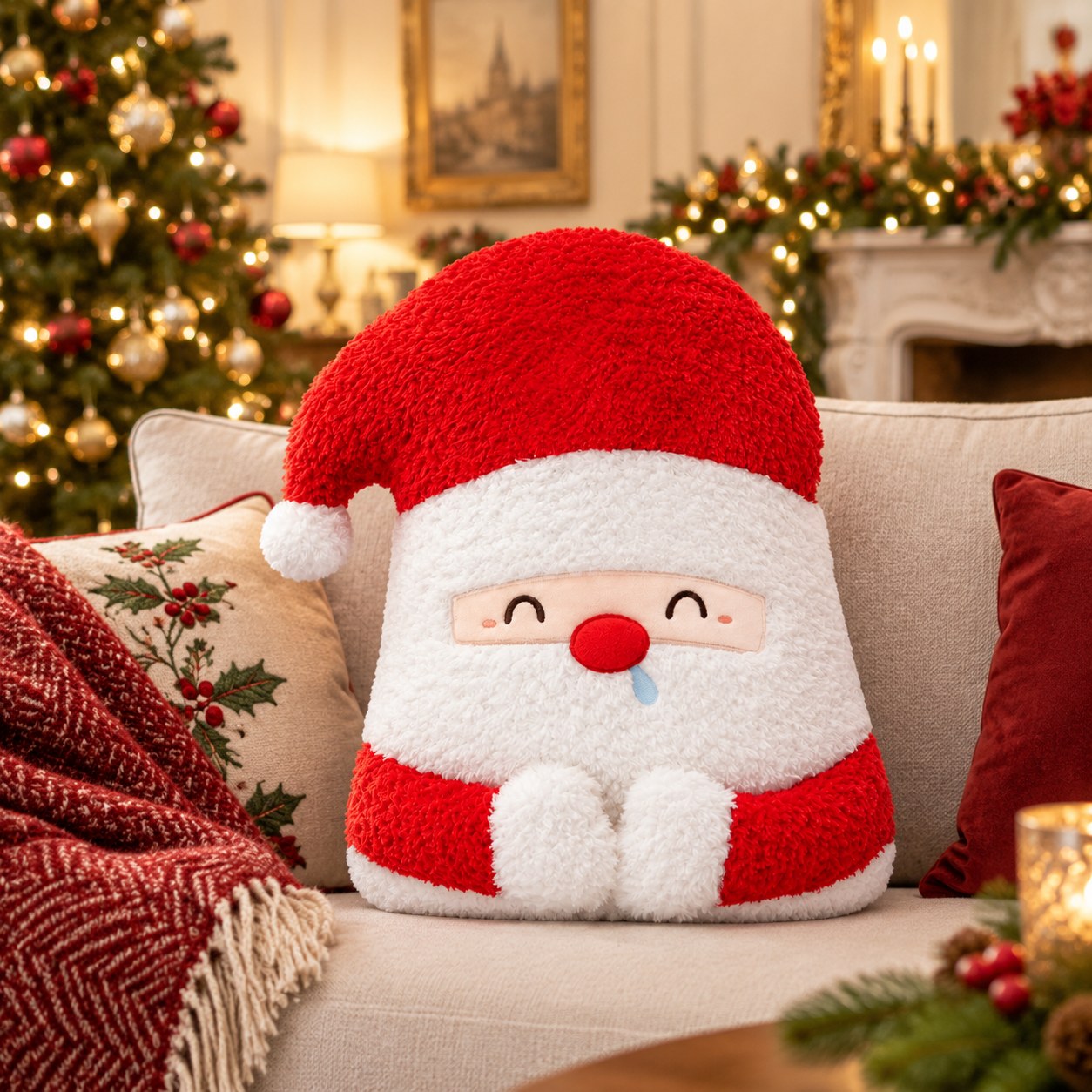Coussin De Noël 40 Cm À Motifs Père Noël Renne Bonhomme De Neige, Coussin Décoratif Pour Canapé Salon