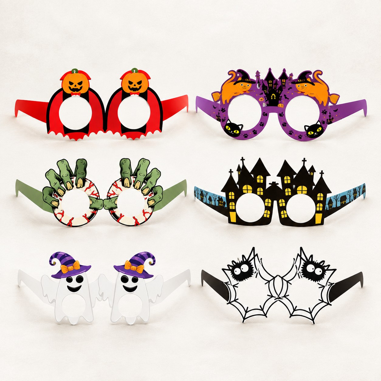 Accessoire Déguisement Halloween , Lunettes Décoratives En Papier 6 Paires, Accessoire Photobooth Fête Horreur