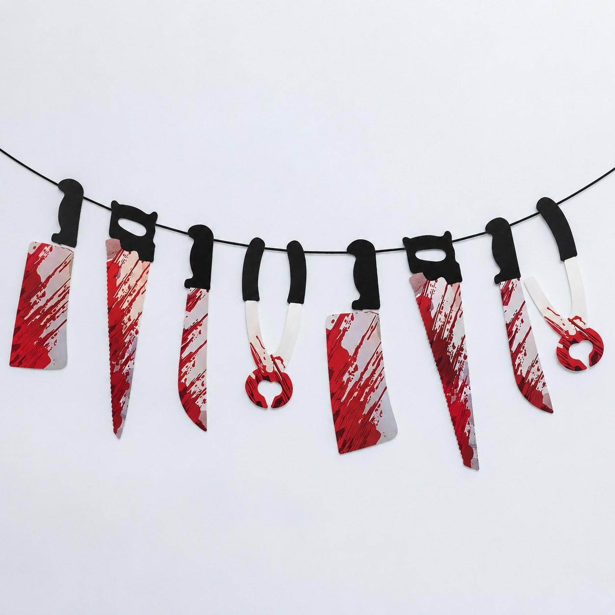 Guirlande De Fanions Couteaux Ensanglantés Halloween , Décoration De Fête Horreur, Bannière 8 Pièces Pour Mur Et Porte