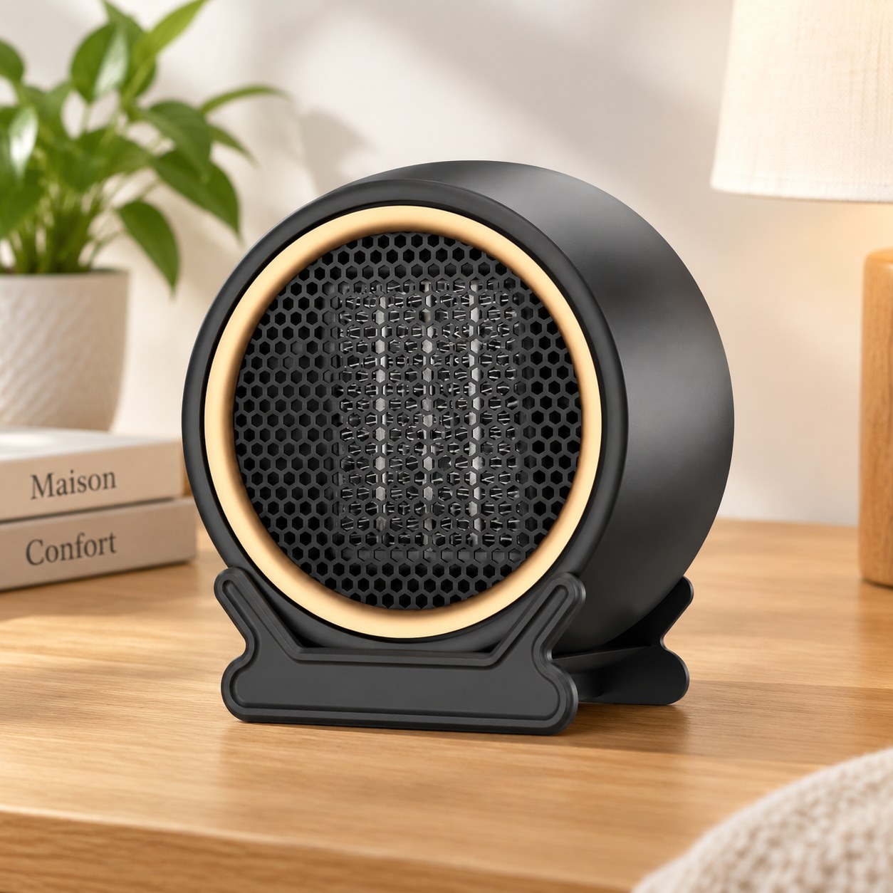 Radiateur De Bureau Compact Ptc Couleur Noire 800-1200w, 2 Niveaux De Chaleur, Protection Contre La Surchauffe Et Anti-basculement, Petit Chauffage Électrique Pour Chambre Et Bureau