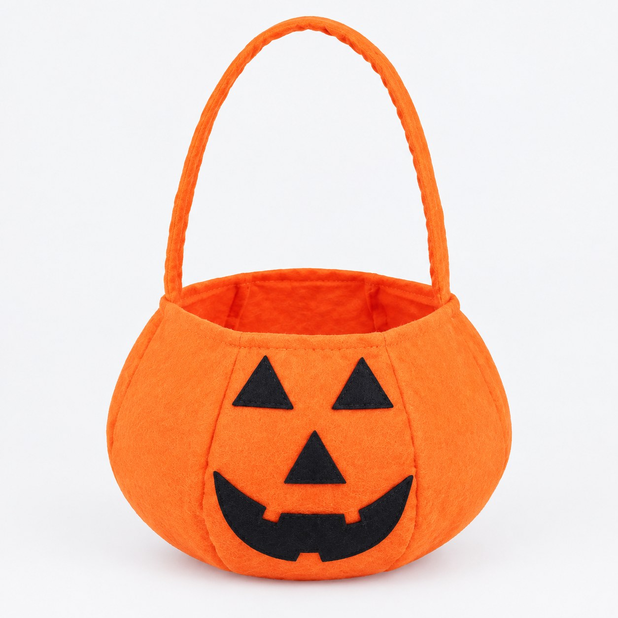 Sac De Récolte Bonbons Citrouille, Panier En Feutre Orange Avec Visage Jack-o'-lantern, Accessoire Enfant Halloween