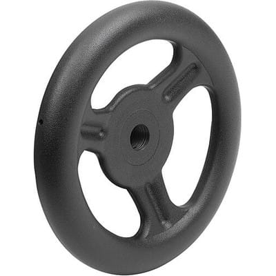 HANDRAD PASSBOHRUNG, D1=125, D2=14H9, FORM:A 3-SPEICHEN, STAHL SCHWARZ PULVERBESCHICHTET
