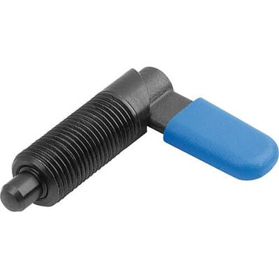 SPERRRIEGEL, D=8, M20, FORM:C M. GEWINDEHÜLSE, M. KAPPE, STAHL BRÜNIERT, KOMP:POLYAMID BLAU RAL5017