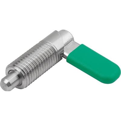 SPERRRIEGEL, D=8, M16X1,5, FORM:C M. GEWINDEHÜLSE, M. KAPPE, EDELSTAHL BLANK, KOMP:POLYPROPYLEN GRÜN RAL6032