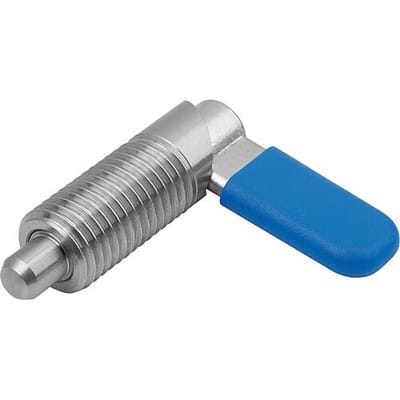 SPERRRIEGEL, D=10, M20, FORM:C M. GEWINDEHÜLSE, M. KAPPE, EDELSTAHL BLANK, KOMP:POLYPROPYLEN BLAU RAL5017