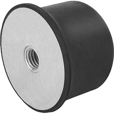 GUMMIPUFFER BALLIG INNENGEWINDEM16, D=125, H=90 STAHL, KOMP:ELAST. NATURKAUTSCHUK SHORE 70A, SCHWARZ