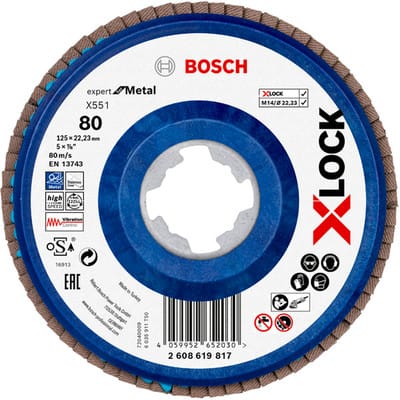X-LOCK-Fächerschleifscheibe X551, Expert for Metal, K: 80, 125 mm (2608619817)