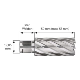 HSS SPECIAL 50 Kernbohrer mit 3/4 in Weldon-Aufnahme, 15mm, Schnitttiefe 50mm
