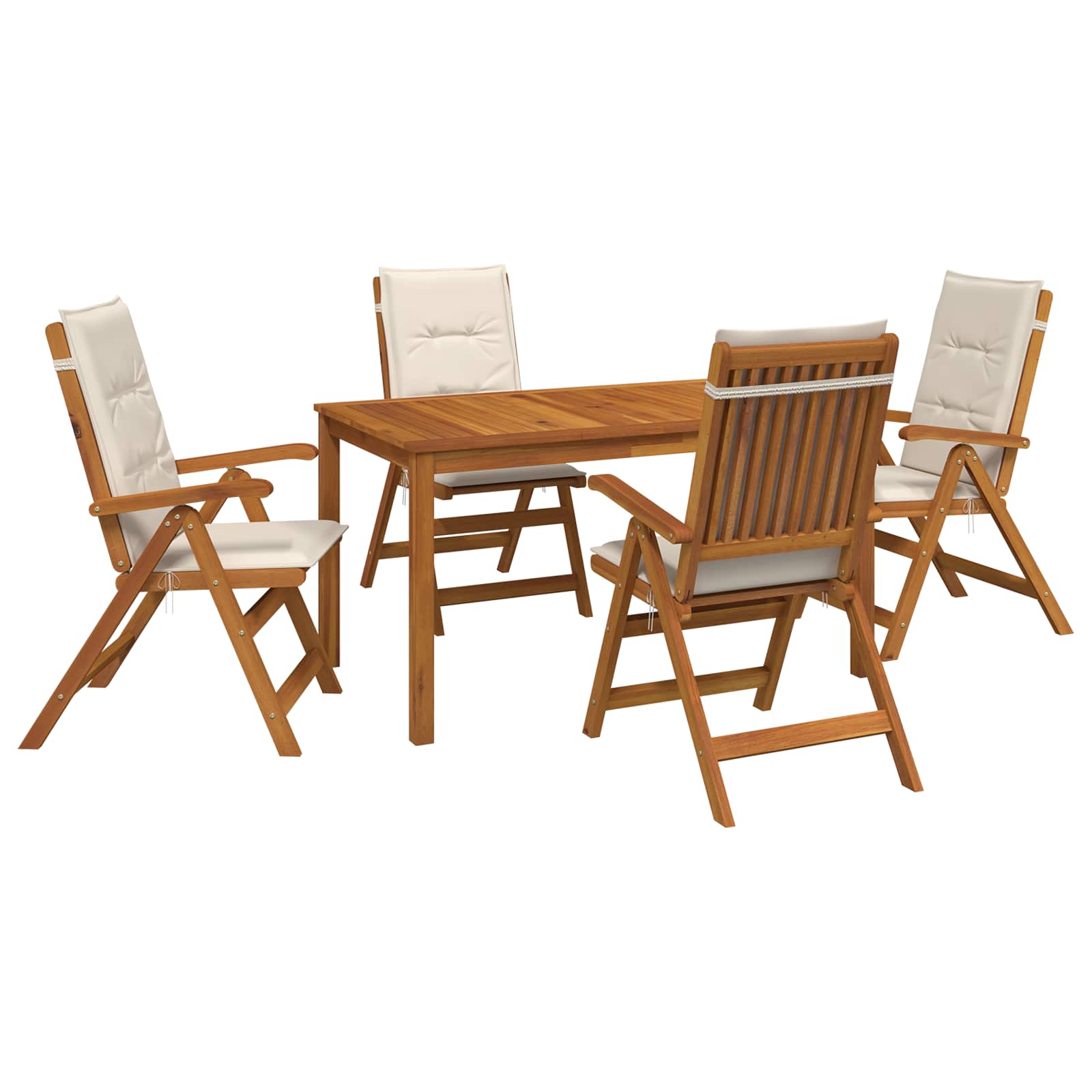 5-piece Garden Dining Set 4-sitzer Creme Massivholz Akazie Vidaxl