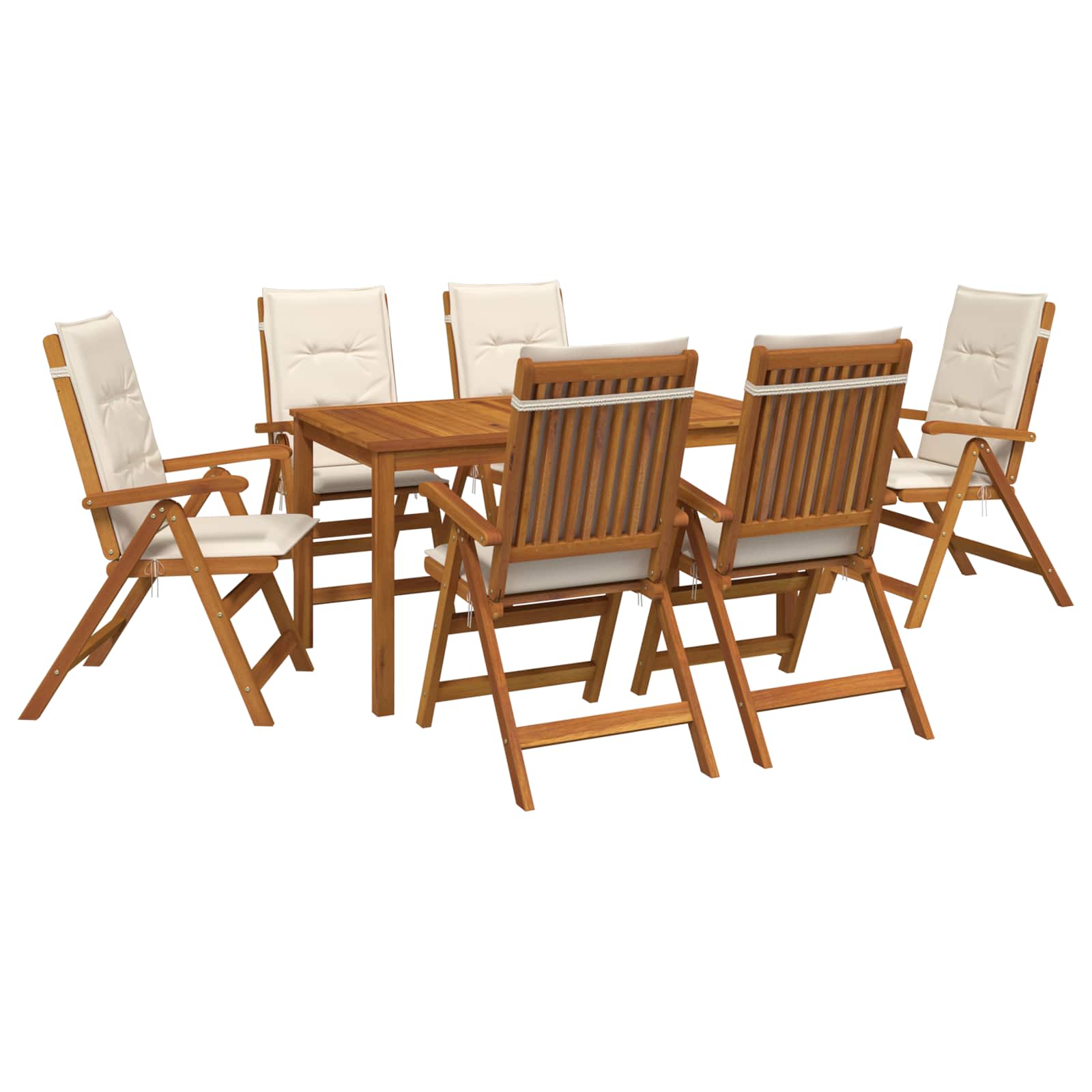 7-teiliges Garten Essset 6-sitzer Creme Massivholz Akazie Vidaxl