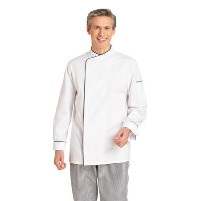 Kochjacke Herren weiß/schwarz 12/2598/0110, Größe 46