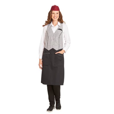 Latzschürze Druckknopfverschluss schwarz/weiß 100/2465/25, Größe 3XL
