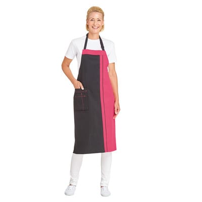 Latzschürze 2 Taschen schwarz/dunkelrosa, Größe 34 11/2522/1067