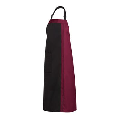 Latzschürze 2 Taschen schwarz/bordeaux, Größe 34 11/2522/1021