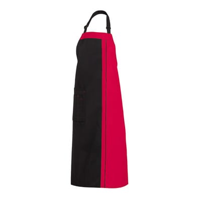 Latzschürze 2 Taschen schwarz/rot, Größe 34 11/2522/1002