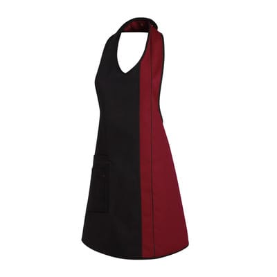 Latzschürze Druckknopfverschluss schwarz/bordeaux, Größe 34 11/2540/1021