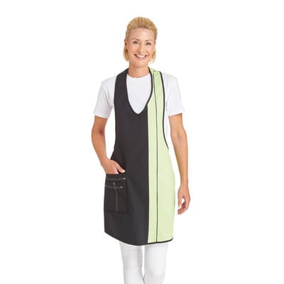 Latzschürze Druckknopfverschluss schwarz/hellgrün, Größe 34 11/2540/1087