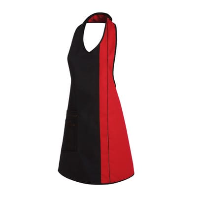 Latzschürze Druckknopfverschluss schwarz/rot, Größe 34 11/2540/1002