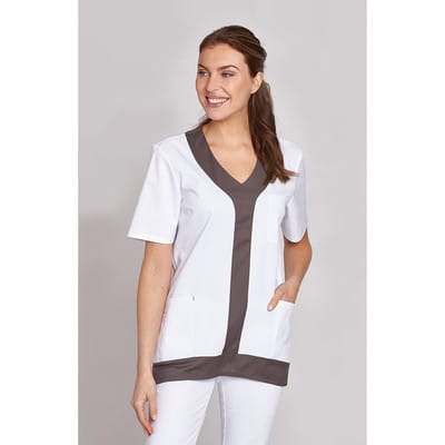 Schlupfkasack Damen weiß/mittelbraun 08/2796/0142, Größe 3XL